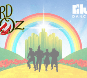 The Wizard of Oz yellow brick road with rainbow.